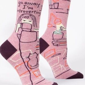 NWT Blue Q Go Away Introverting Socks